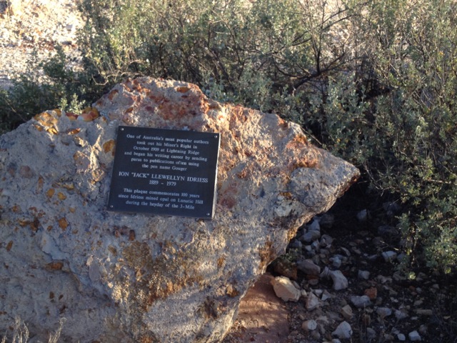 Ion Idriess plaque at Lunatic Hill