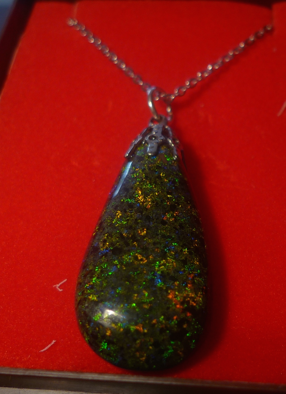 Multi coloured Andamooka Rainbow Matrix Opal Pendant