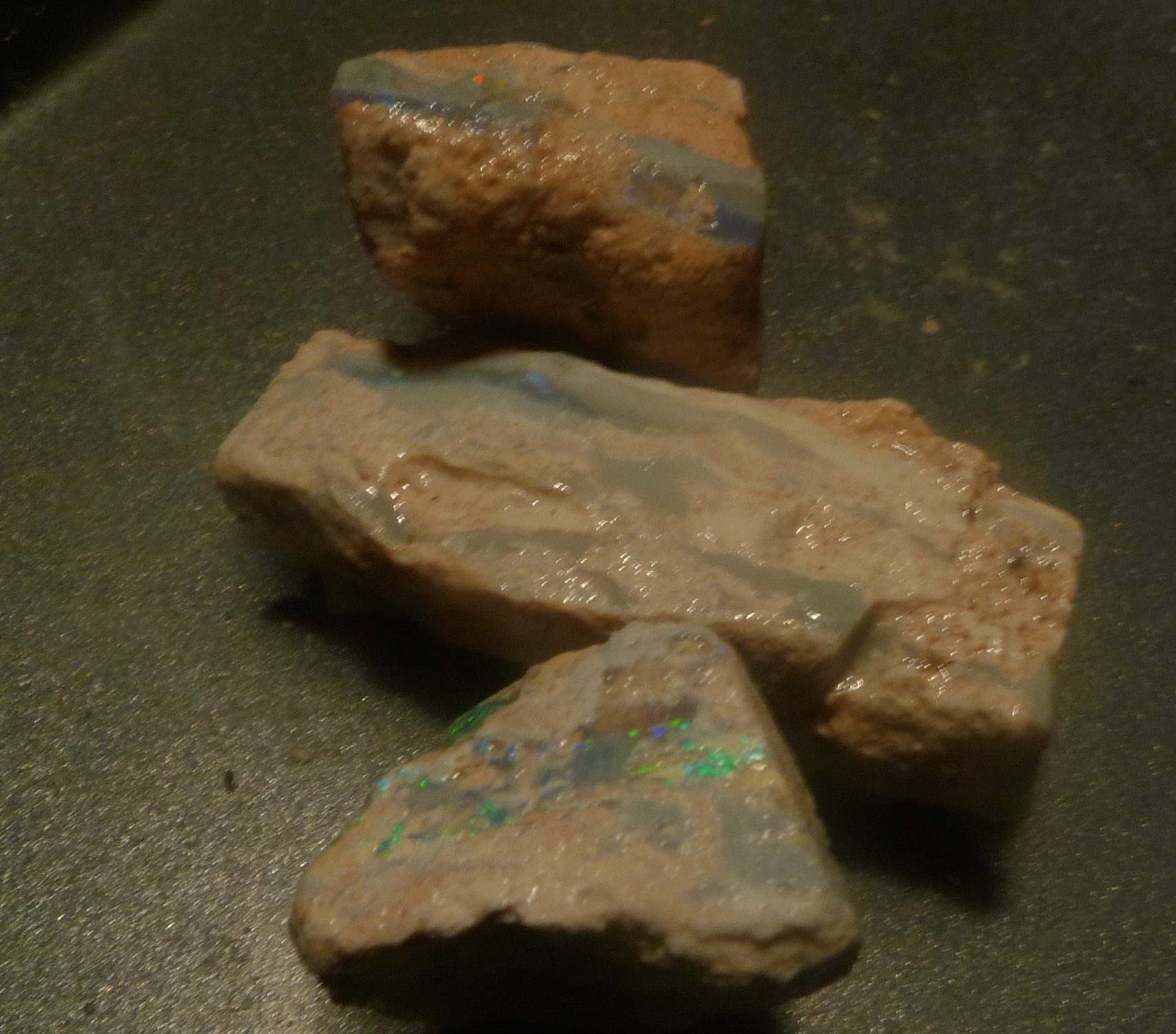 Lightning Ridge Fossils - Three pieces of Fossilised Opal Wood